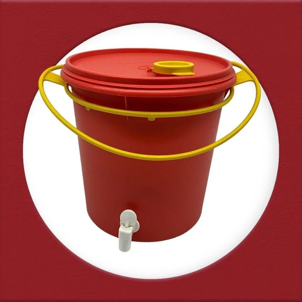 Tupperware Vintage Jumbo Beverage Dispenser 254-7 Plus Lid 595-2 &Hanging Holder